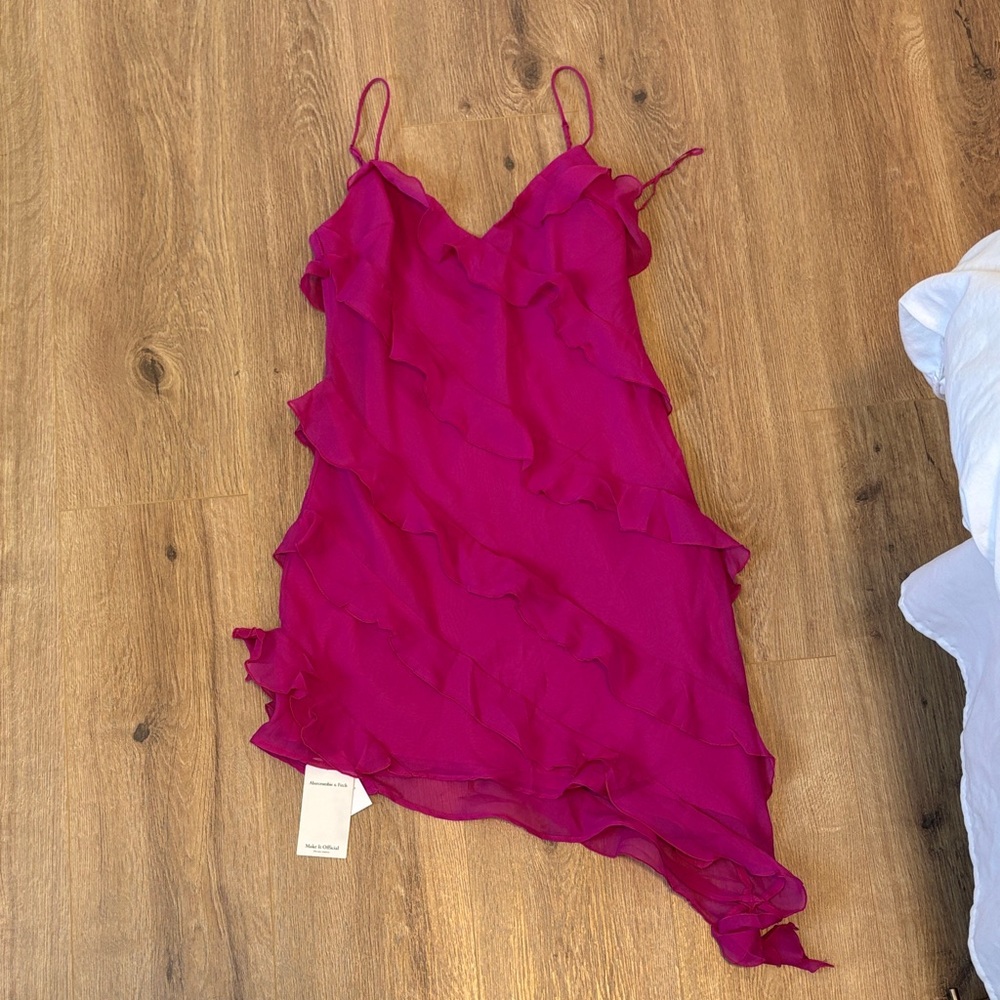 Abercrombie & Fitch Hot Pink Ruffled Slip Dress